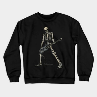 Skeleton Playing Guitar for Rock Music Lover Gift and Hardcore Music Fan Present Crewneck Sweatshirt